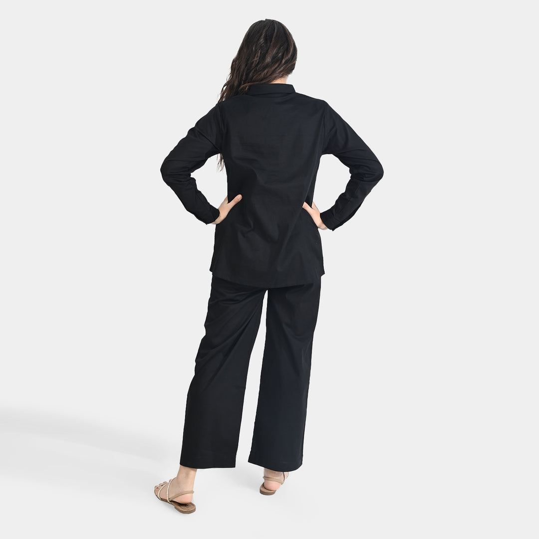 Teen Girls Cotton Co-Set-BLACK