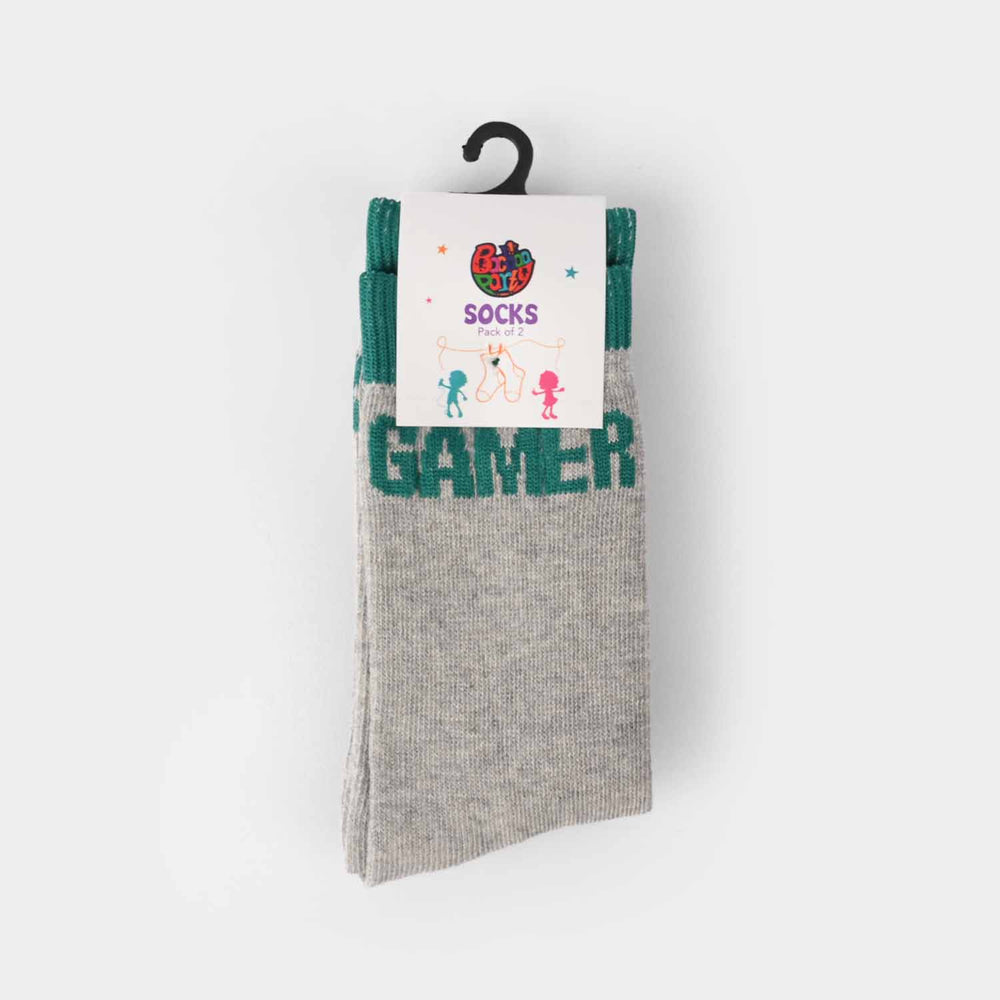 Boys Pack of 2 Socks Gamer-Green.Grey