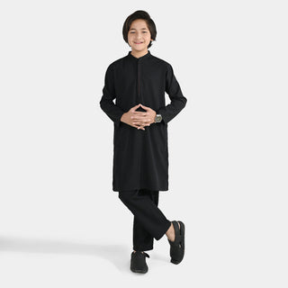 Boys Poly Viscos Kurta Pajama (Black Beauty)-BLACK