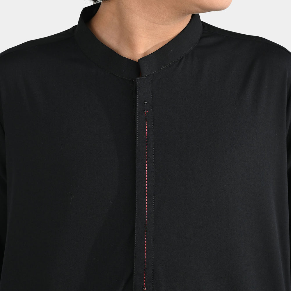 Boys Poly Viscose Kurta Pajama - Black