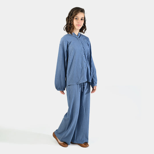 Teens Girls Poly Viscose CO-Ord Cloudy-Antique Blue