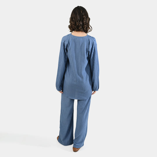 Teens Girls Poly Viscose CO-Ord Cloudy-Antique Blue