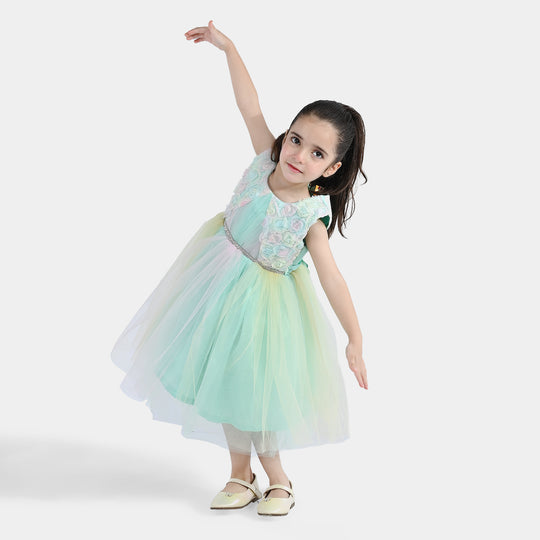 Girls Net Fancy Frock Princess-Multi