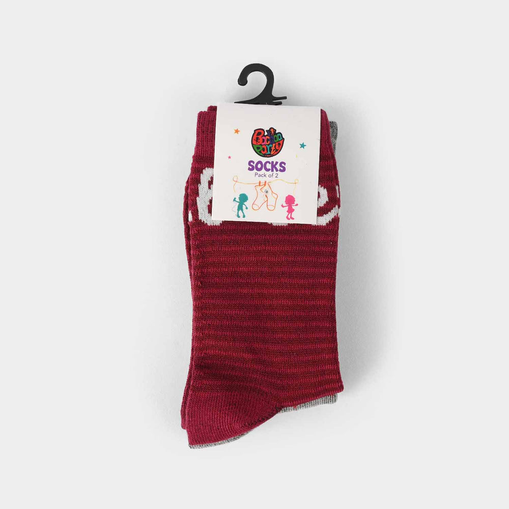 Girls Pack of 2 Socks Love-Red.Grey