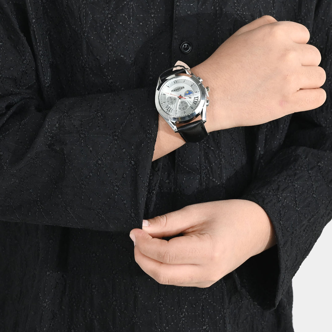 Boys Cotton Kurta Pajama (Chicken Kari) - Black