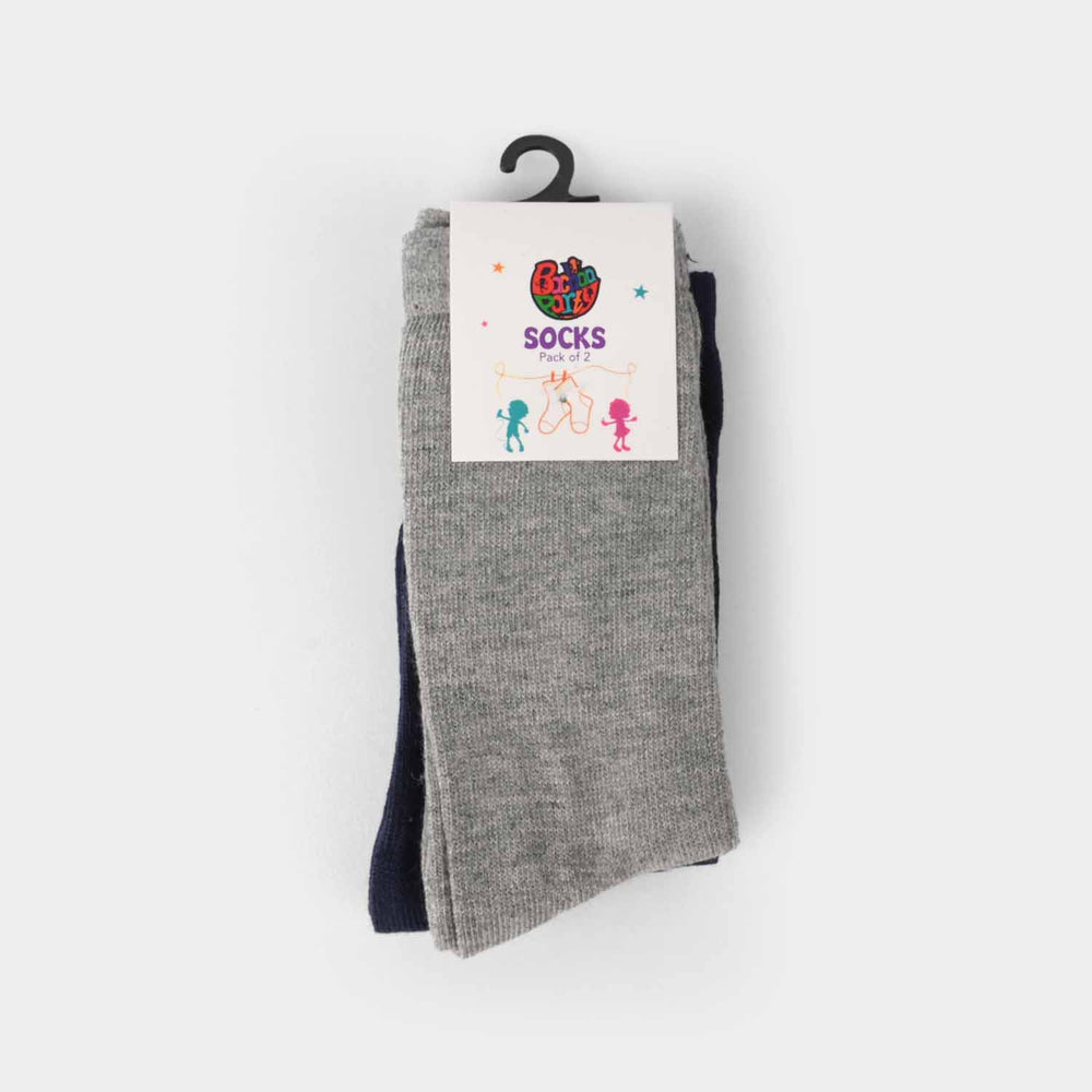 Boys Basic Pack of 2 Socks GREY/NAVY