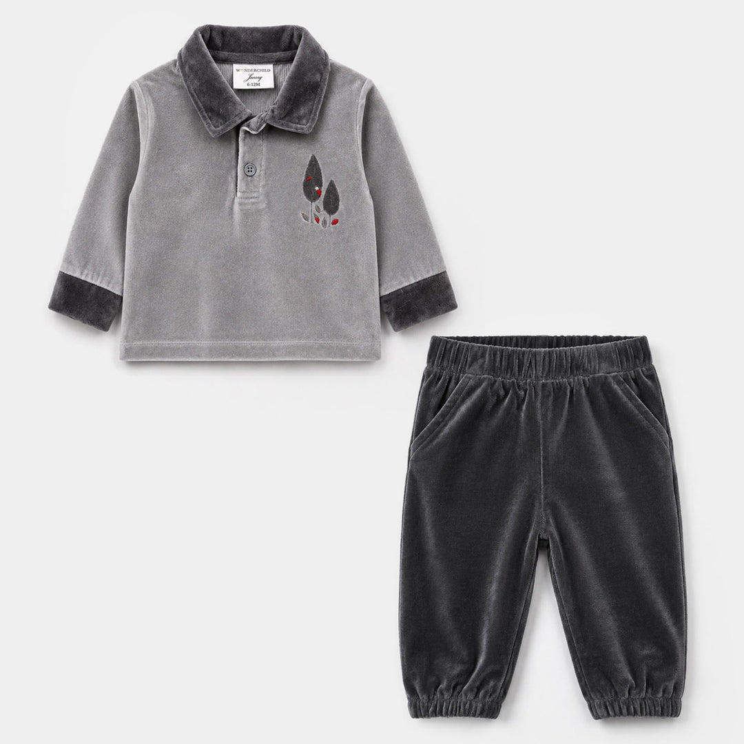Infant Boys Cotton Interlock Knitted Suit 319 - 050- Grey