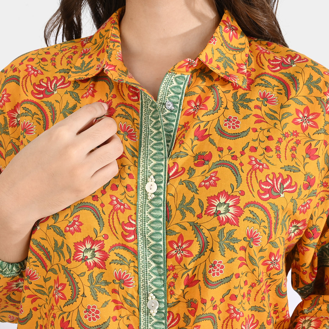 Teen Girls Cotton 2 PC Suit-Mustard