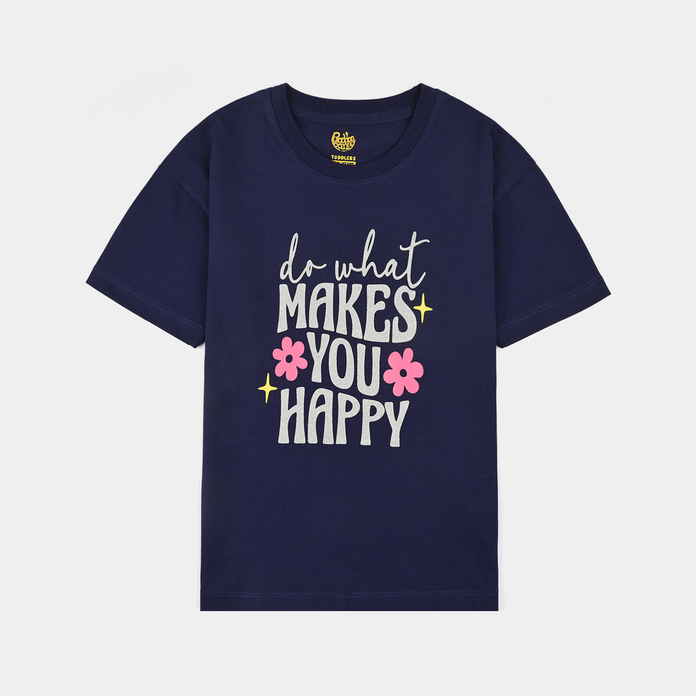 Girls Jersey/Terry 2Piece Suit Makes You Happy-Navy Blue
