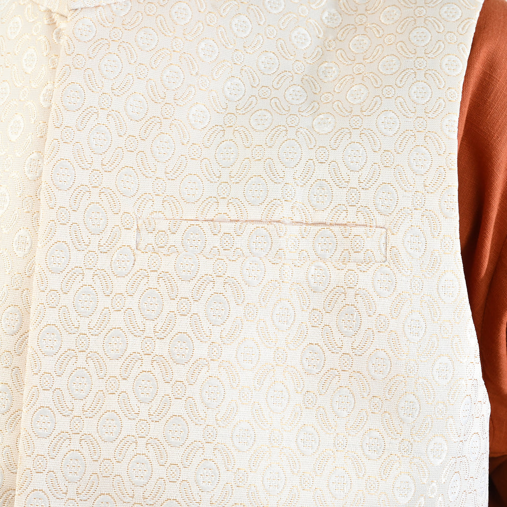 Boys Cotton Slub 3Piece Suit (Bombay Brown)-Rust