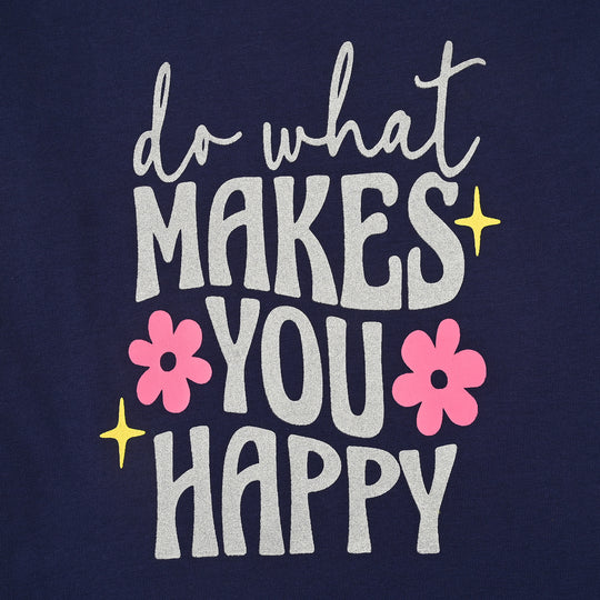 Girls Jersey/Terry 2Piece Suit Makes You Happy-Navy Blue