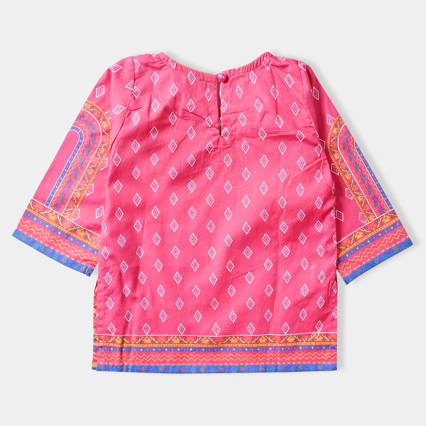 Infant Girls Cotton Poplin Printed kurti Majestic-Pink