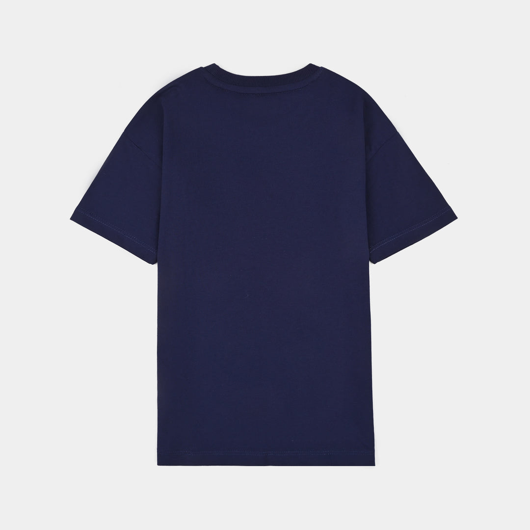 Girls Jersey/Terry 2Piece Suit Makes You Happy-Navy Blue