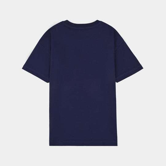 Girls Jersey/Terry 2Piece Suit Makes You Happy-Navy Blue