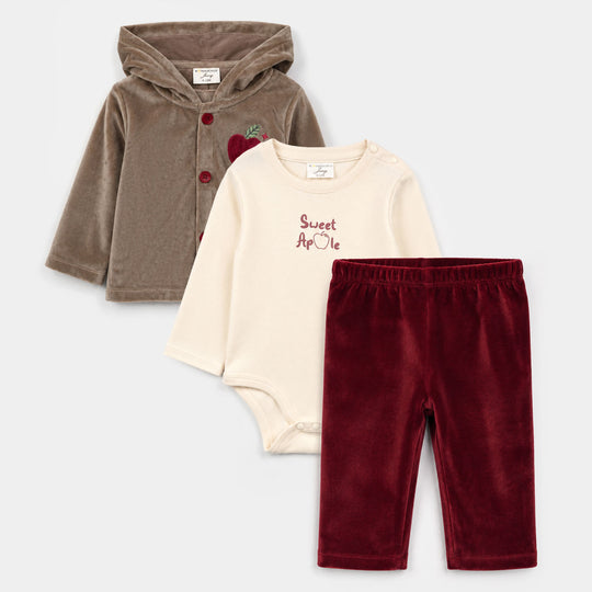 Infant Girls Velour 3 - PC Gift Set 319 - 099- Red.Brown