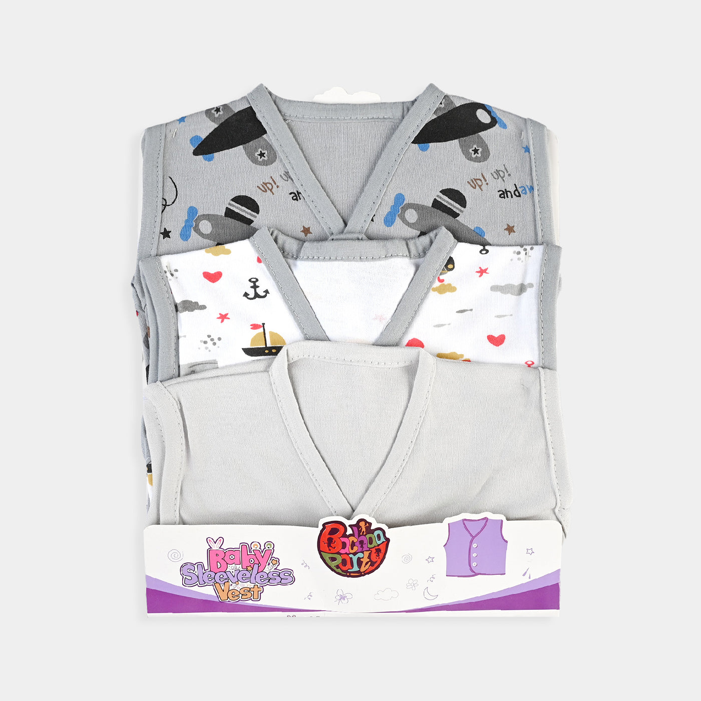 Baby Cotton Printed Vest 3Pcs Set