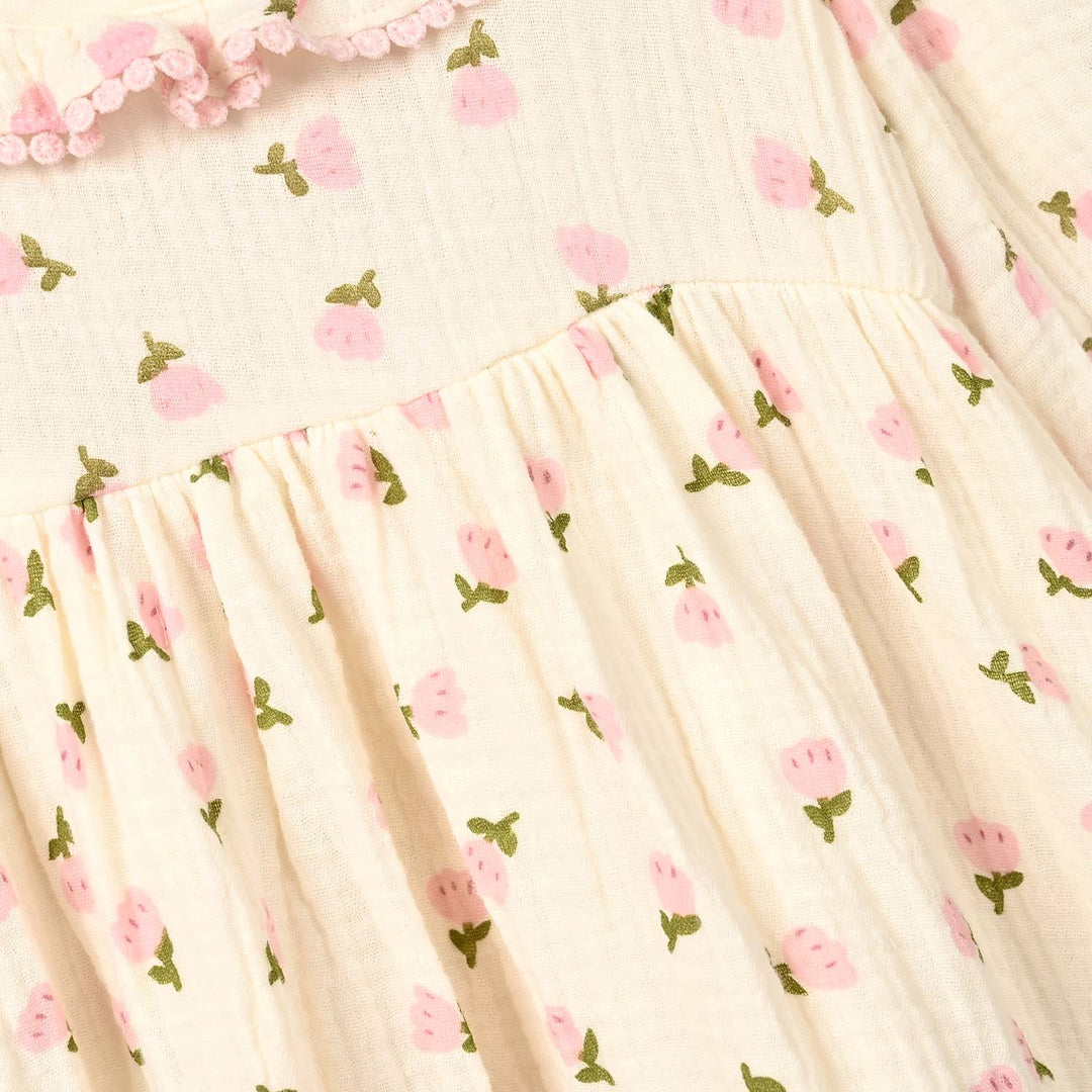 Infant Girls Gauze Casual Frock Mini Tulips-Off.White