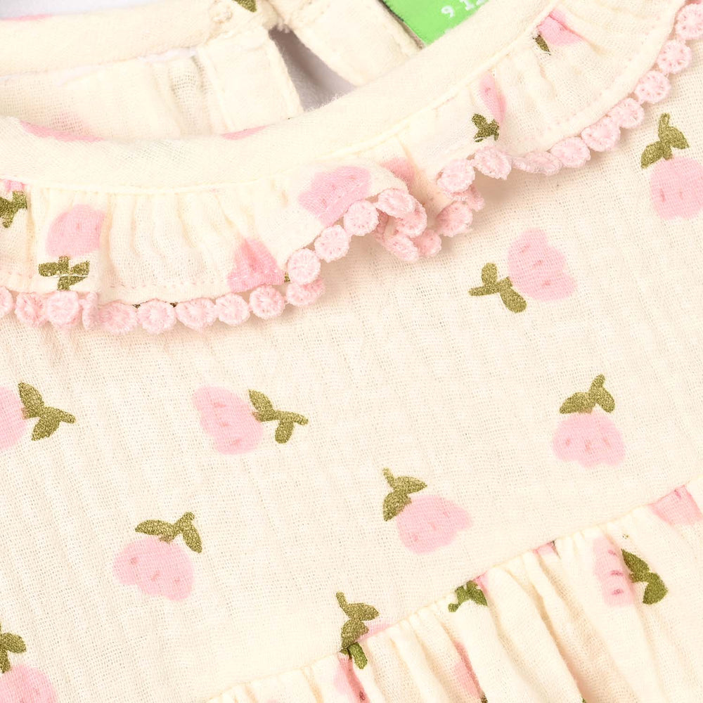 Infant Girls Gauze Casual Frock Mini Tulips-Off.White
