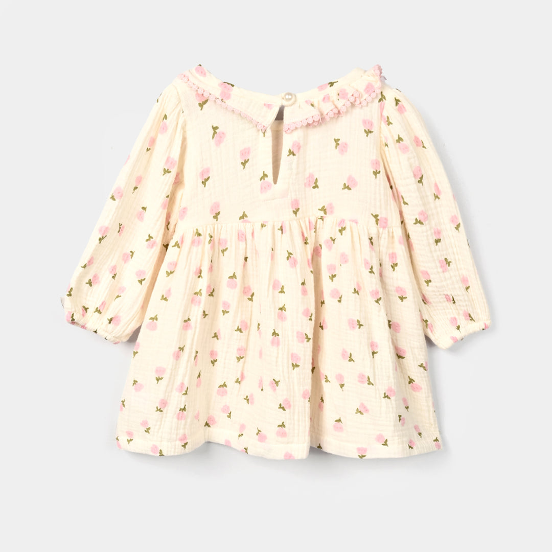 Infant Girls Gauze Casual Frock Mini Tulips-Off.White
