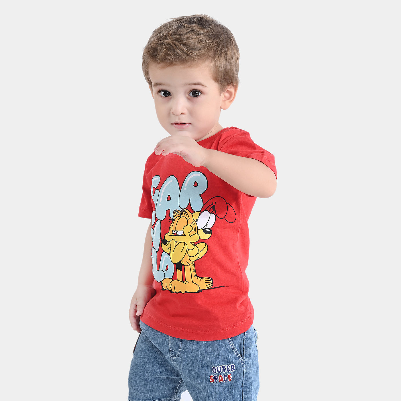 Infant Boys Cotton Jersey Round Neck T-Shirt - Red