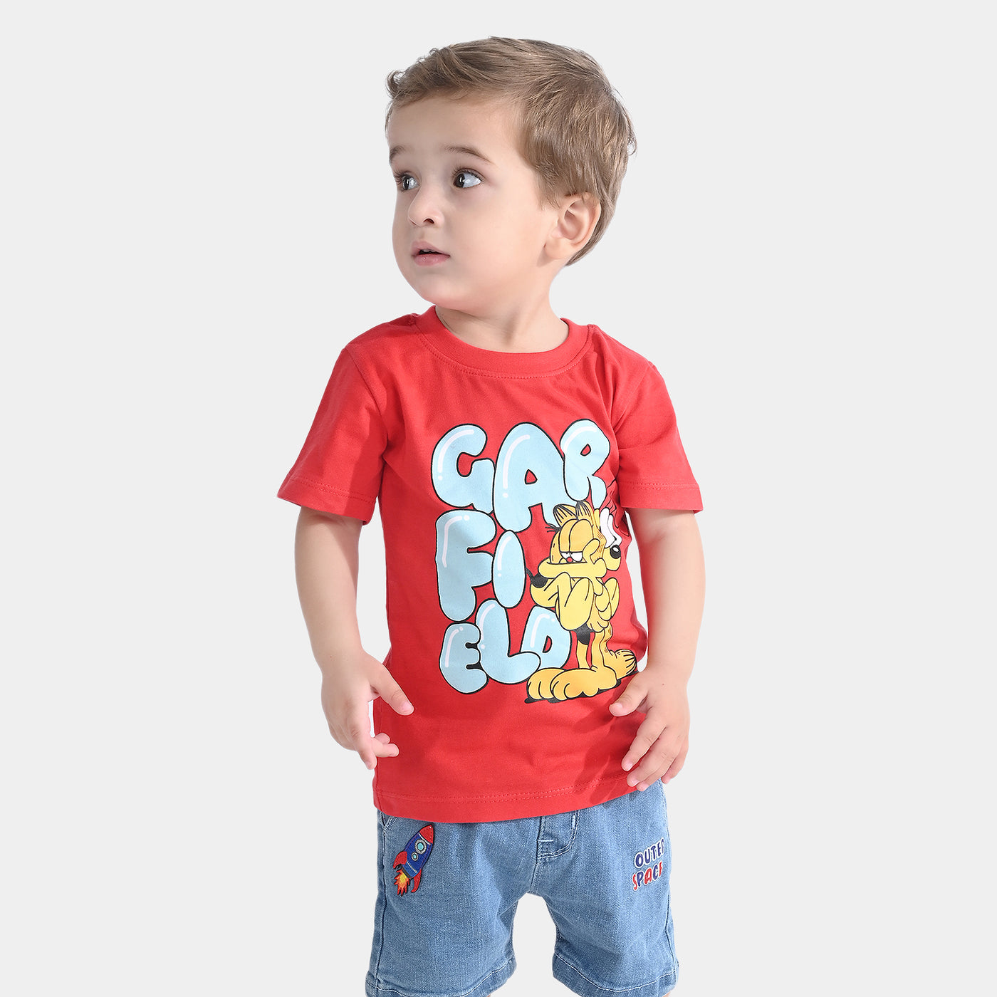 Infant Boys Cotton Jersey Round Neck T-Shirt - Red
