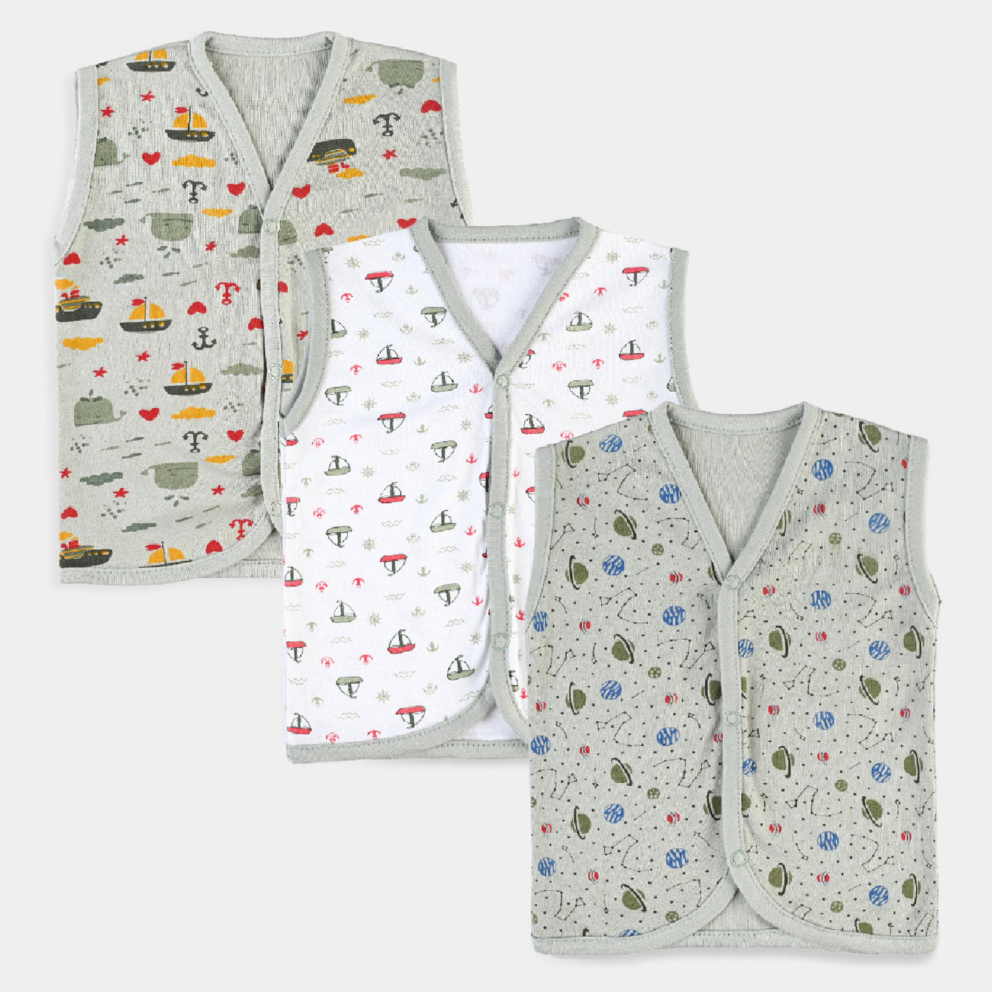 Baby Cotton Printed Vest 3Pcs Set