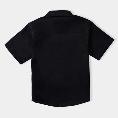 Infant Boys Cotton Poplin Basic Casual Shirt (Cool Bro)-BLACK