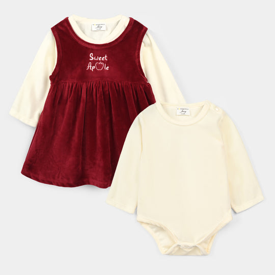 Infant Girls Cotton Interlock Knitted Suit 319 - 095- Red.Off.White
