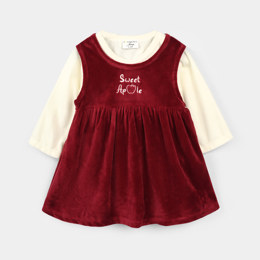 Infant Girls Cotton Interlock Knitted Suit 319 - 095- Red.Off.White
