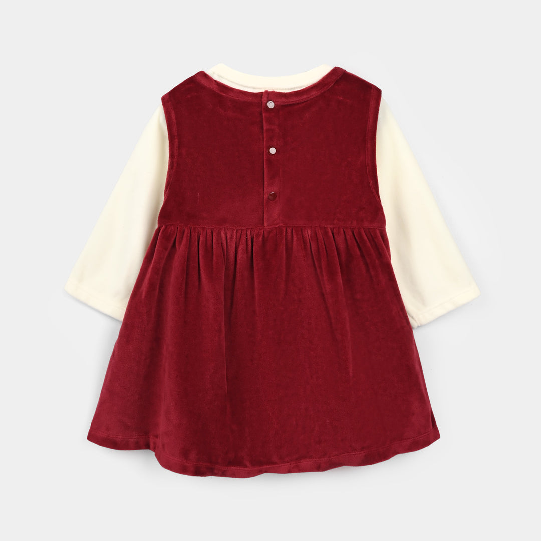 Infant Girls Cotton Interlock Knitted Suit 319 - 095- Red.Off.White