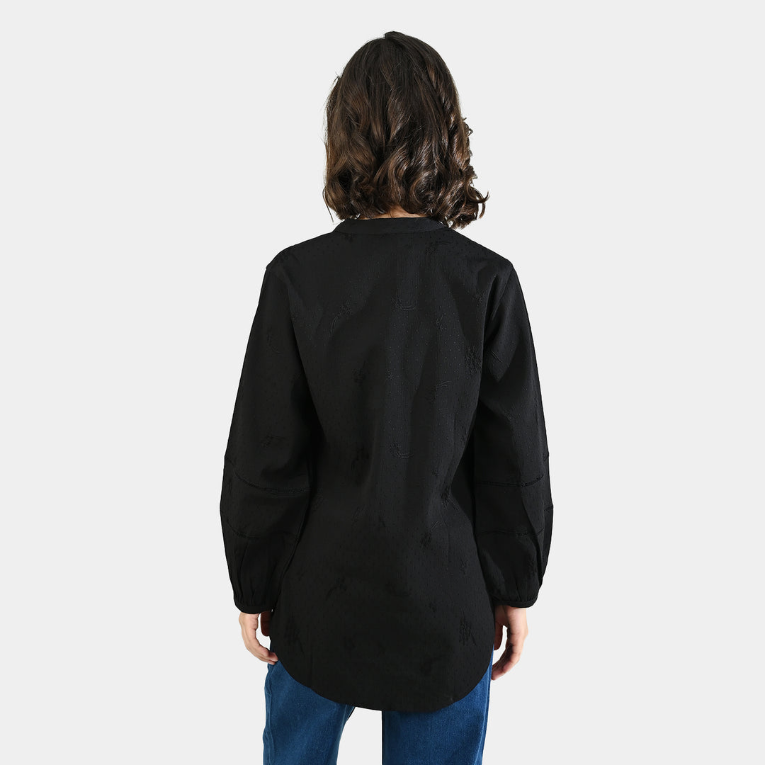 Teens Girls Poly Cotton Casual Top Black Beauty-BLACK
