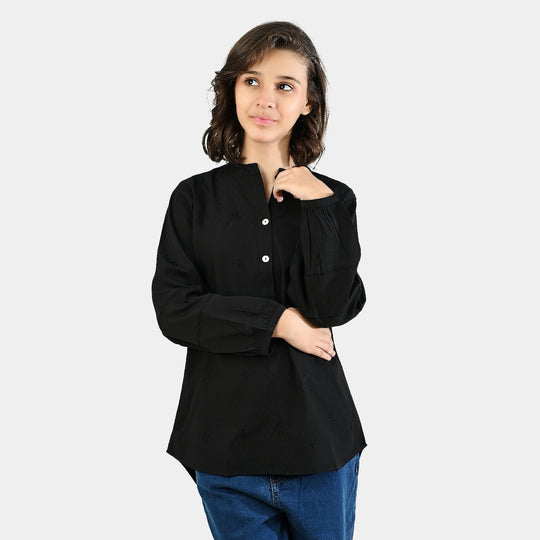 Teens Girls Poly Cotton Casual Top Black Beauty-BLACK