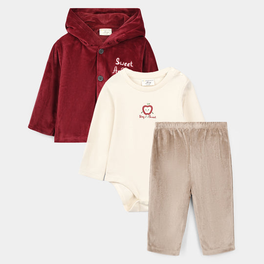 Infant Girls Velour 3 - PC Gift Set 319 - 098- Red.Brown
