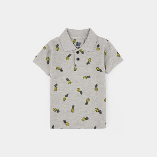 Infant Boys Cotton PK Polo (Pineapple) - Gray