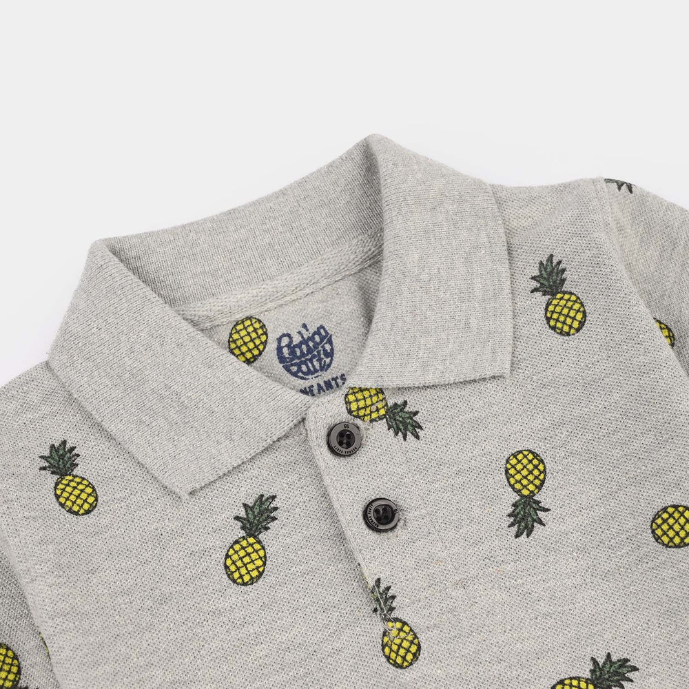 Infant Boys Cotton PK Polo (Pineapple) - Gray
