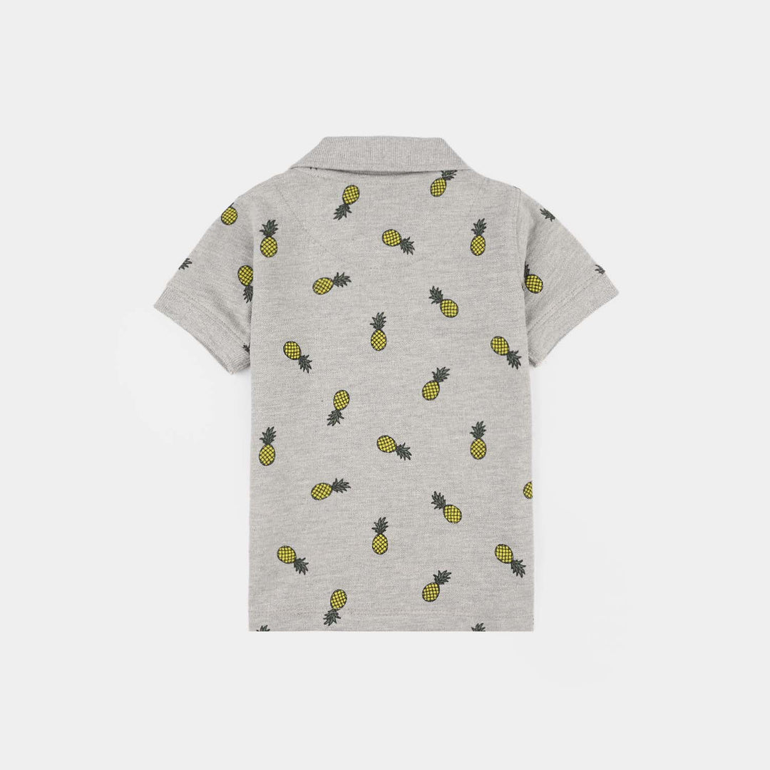 Infant Boys Cotton PK Polo (Pineapple) - Gray