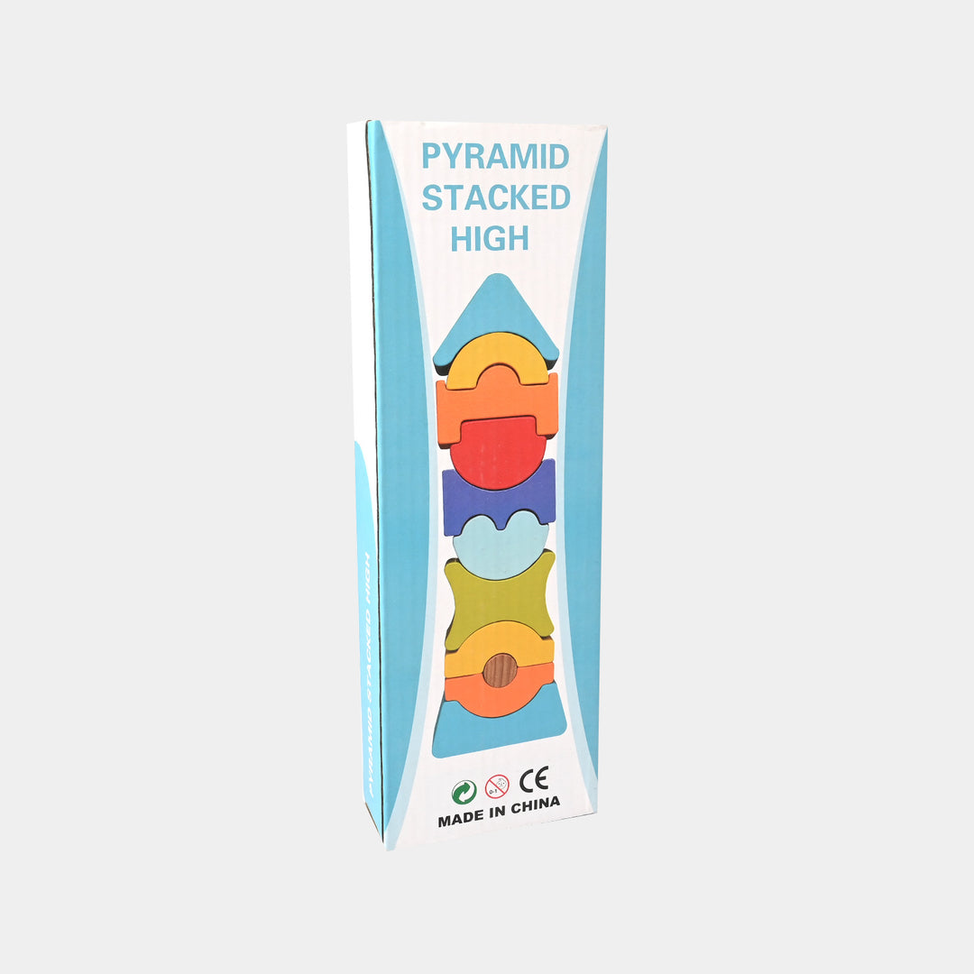 Wooden Puzzle Building Blocks Pyramid Stack for Kids