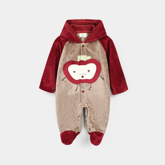 Infant Girls Velour Knitted Romper 319 - 092- Red.Brown