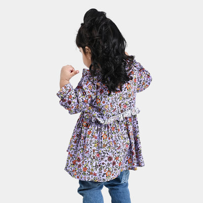 Infant Girls Viscose Casual Frock Fan Flowers-Multi