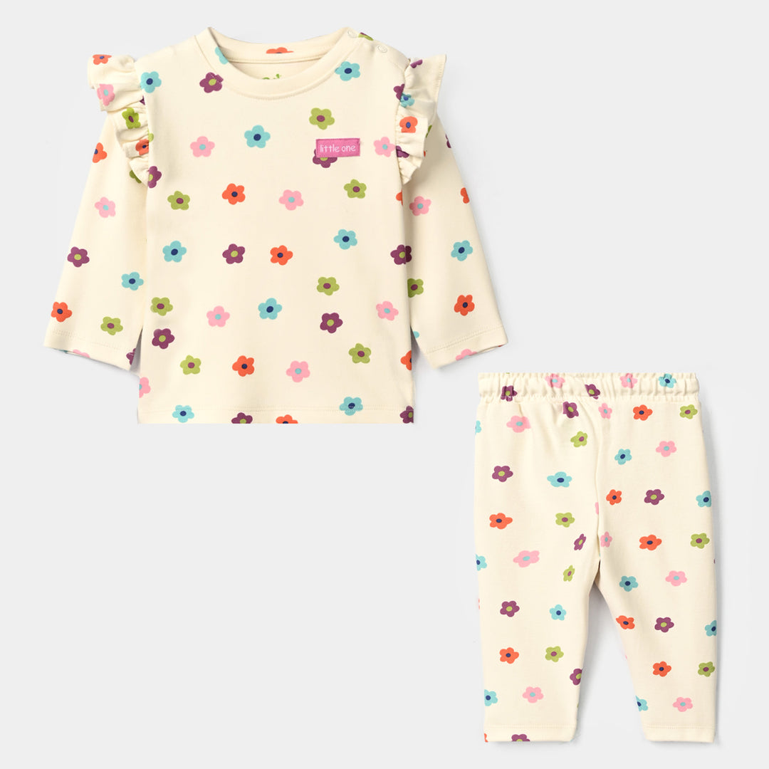 Infant Girls Cotton Jersey 2Pcs Suit Little one-White