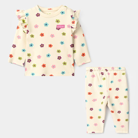 Infant Girls Cotton Jersey 2Pcs Suit Little one-White
