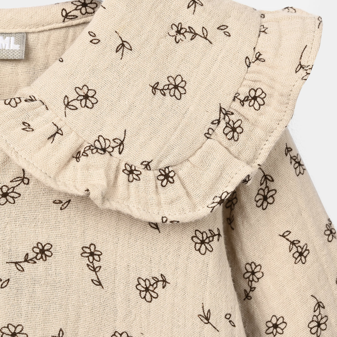 Infant Girls Gauze Casual Frock Sketch Flowers