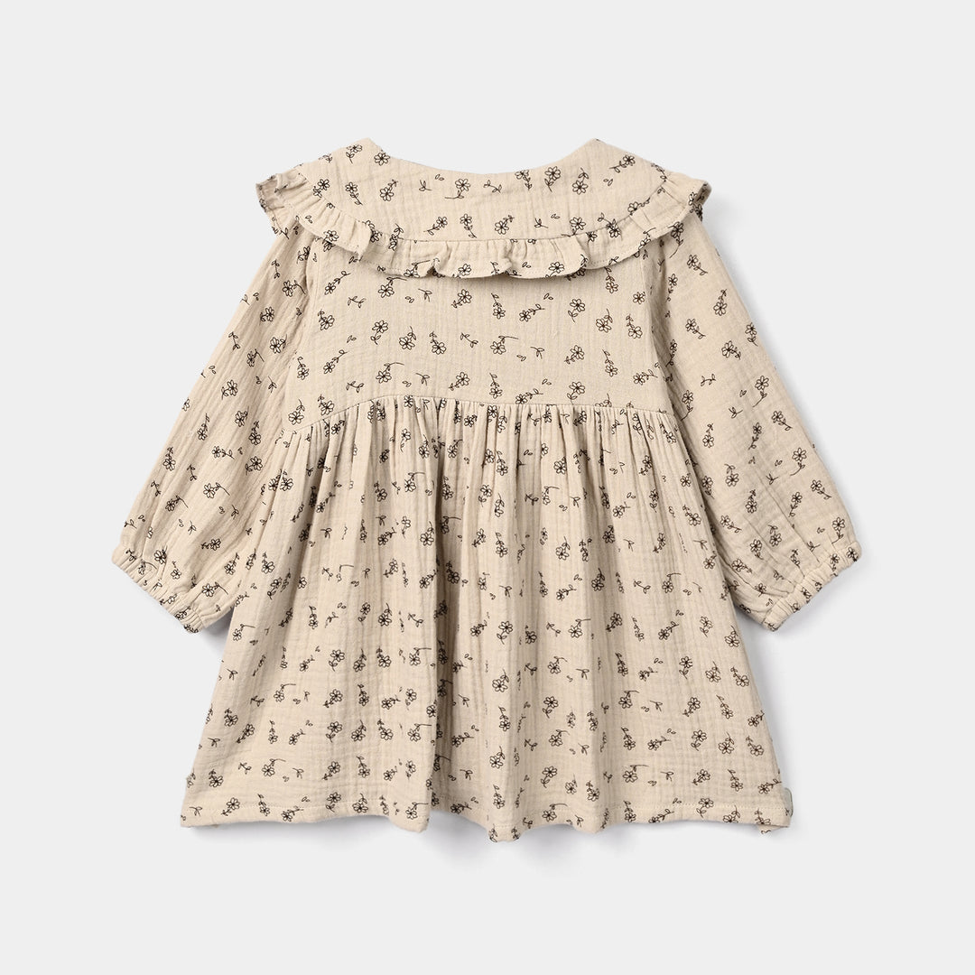 Infant Girls Gauze Casual Frock Sketch Flowers