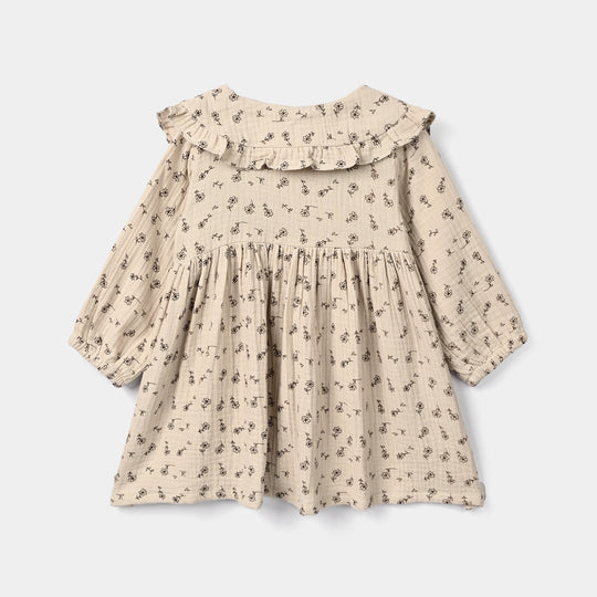 Infant Girls Gauze Casual Frock Sketch Flowers