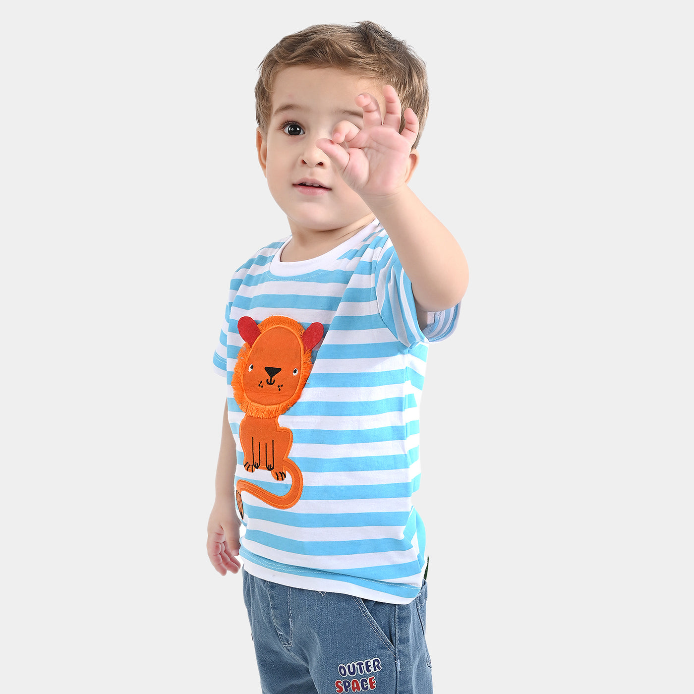 Infant Boys Cotton Jersey Round Neck T-Shirt Lion-White