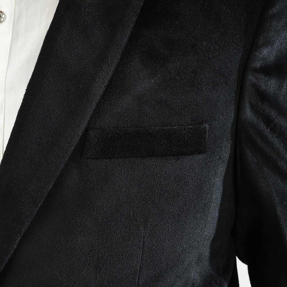 Boys Suede Blazer-BLACK