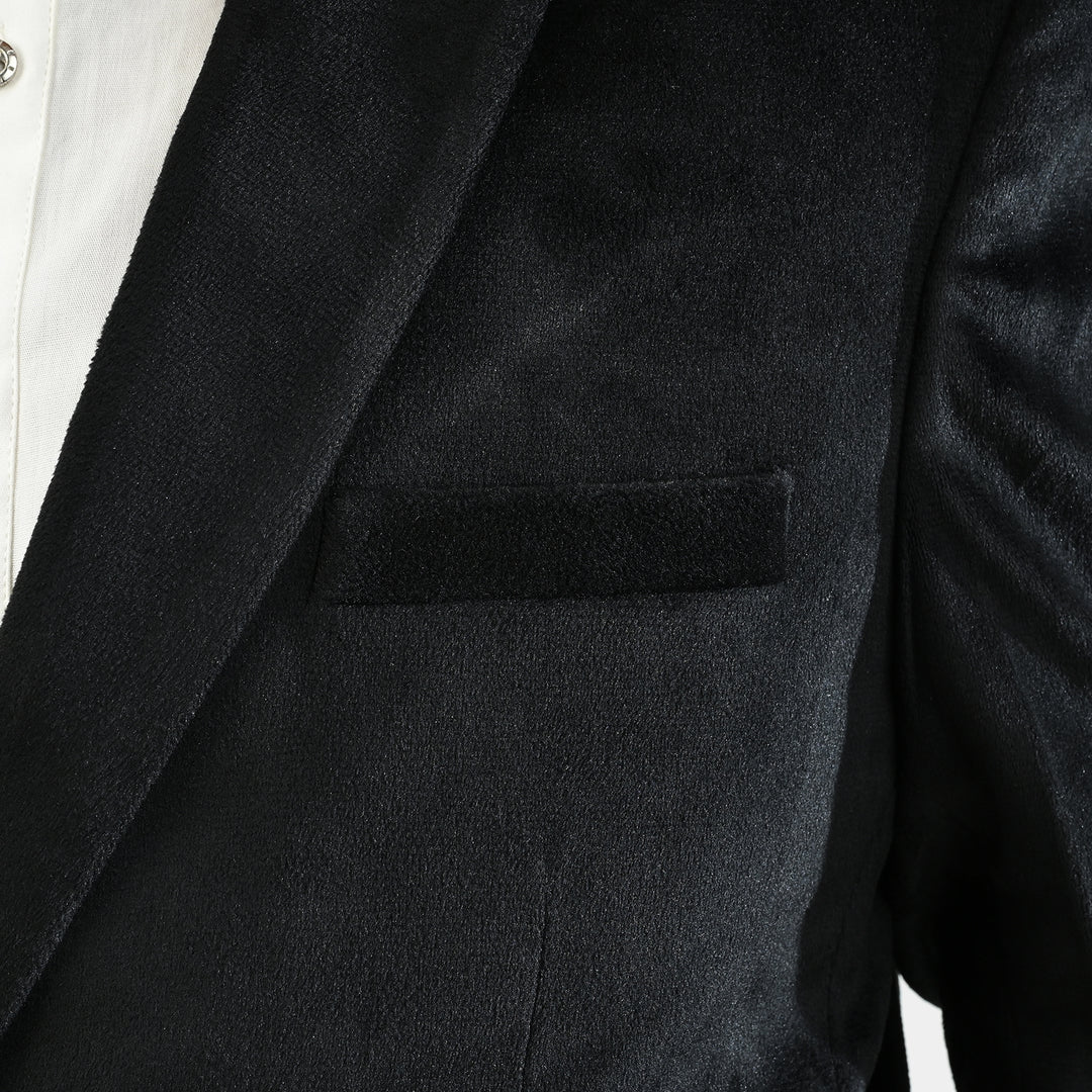 Boys Suede Blazer-BLACK