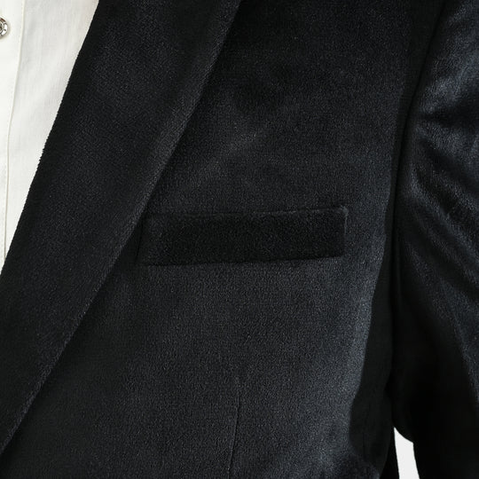 Boys Suede Blazer-BLACK