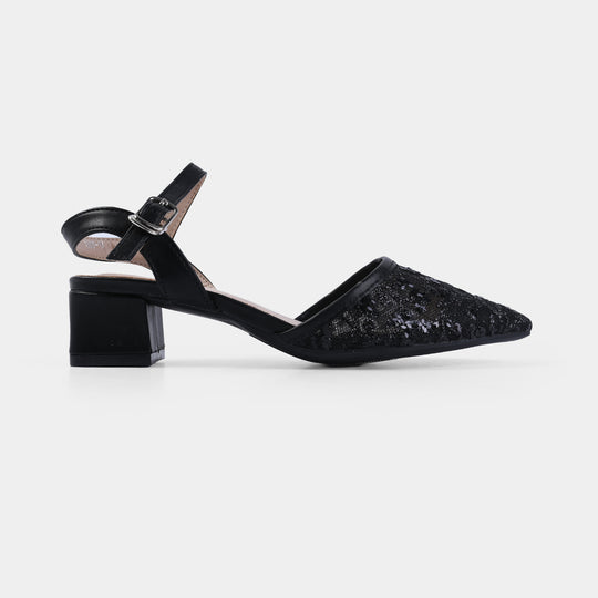 Girls Pumps Heels 1608-19-BLACK