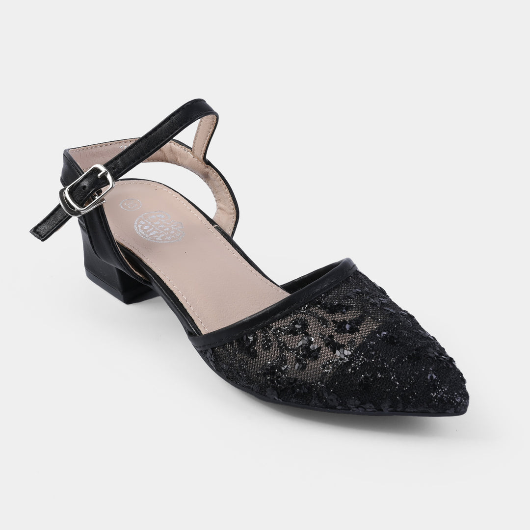 Girls Pumps Heels 1608-19-BLACK